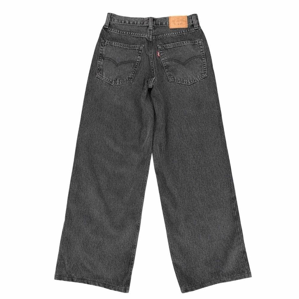 Levis Premium Baggy Dad Jeans Womens 25 (27x27) Black Wide Leg 100% Cotton - Picture 3 of 7